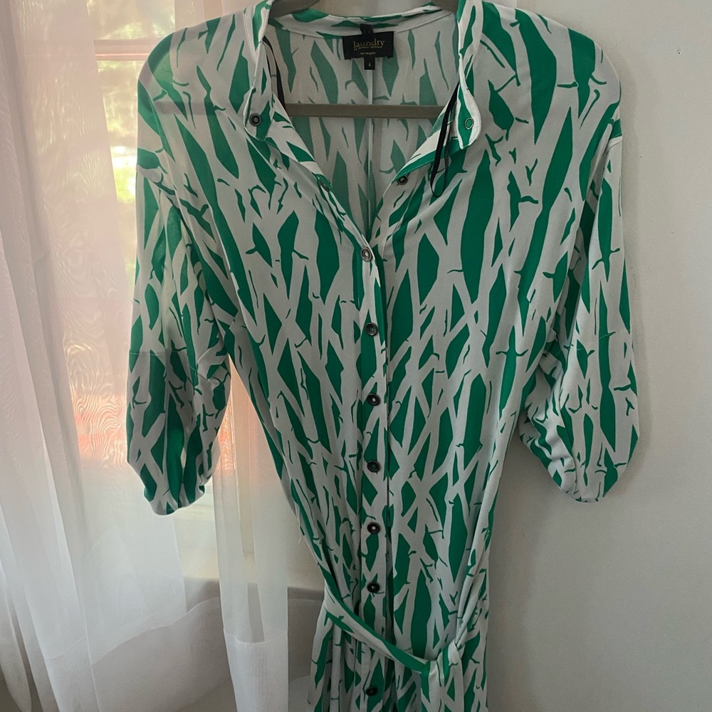 Laundry By Shelli Segal Green Wrap Tie Front Dress